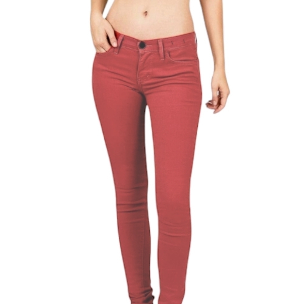 Bullhead Black Women's Coral/Red Denim‎ Skinny Leggings Size 1